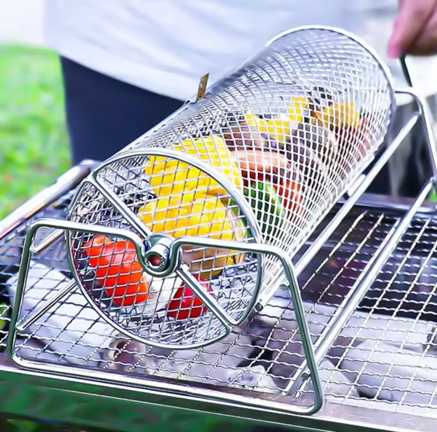 Rotating BBQ Mesh Basket