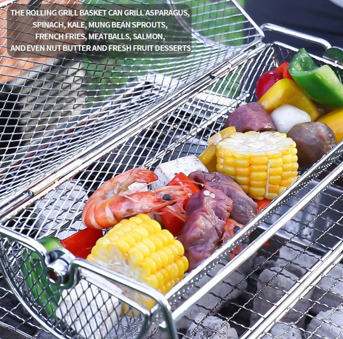 Rotating BBQ Mesh Basket