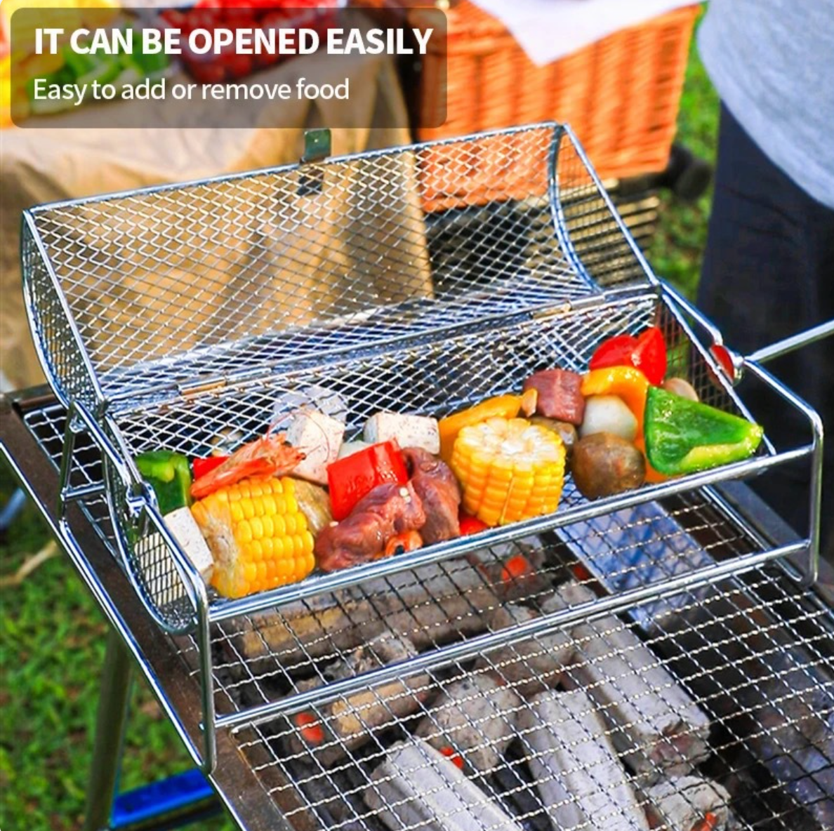 Rotating BBQ Mesh Basket